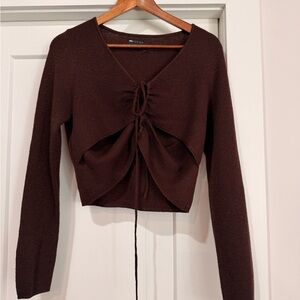 ASOS Deep Brown Long Sleeve Crop Top